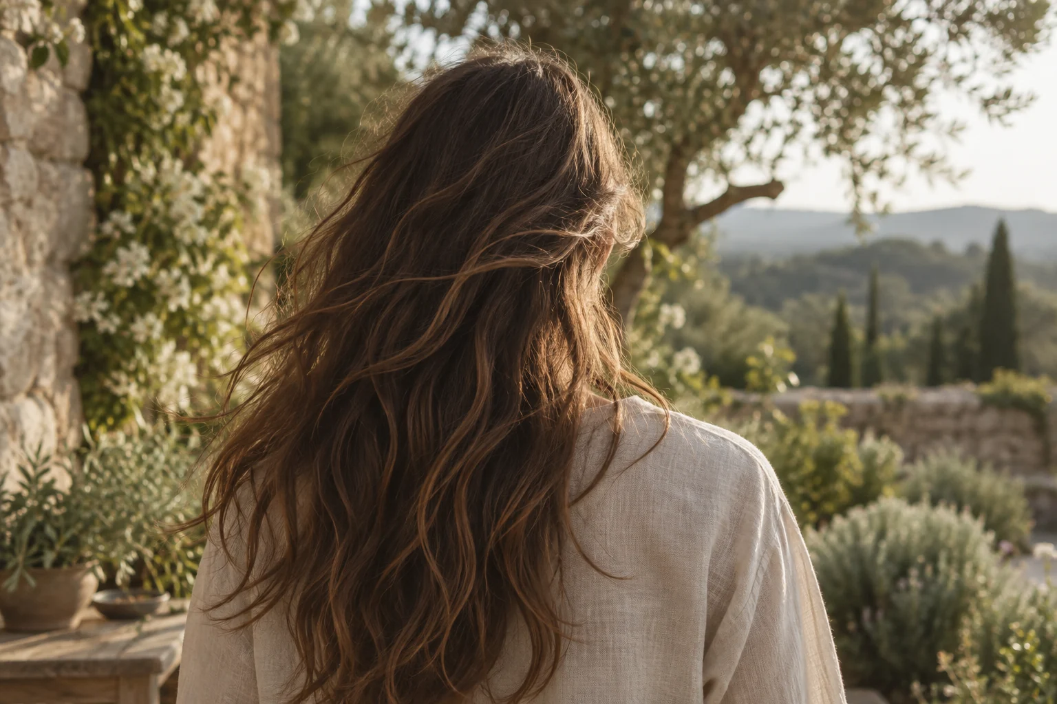 Mouvement de cheveux dans la lumière
