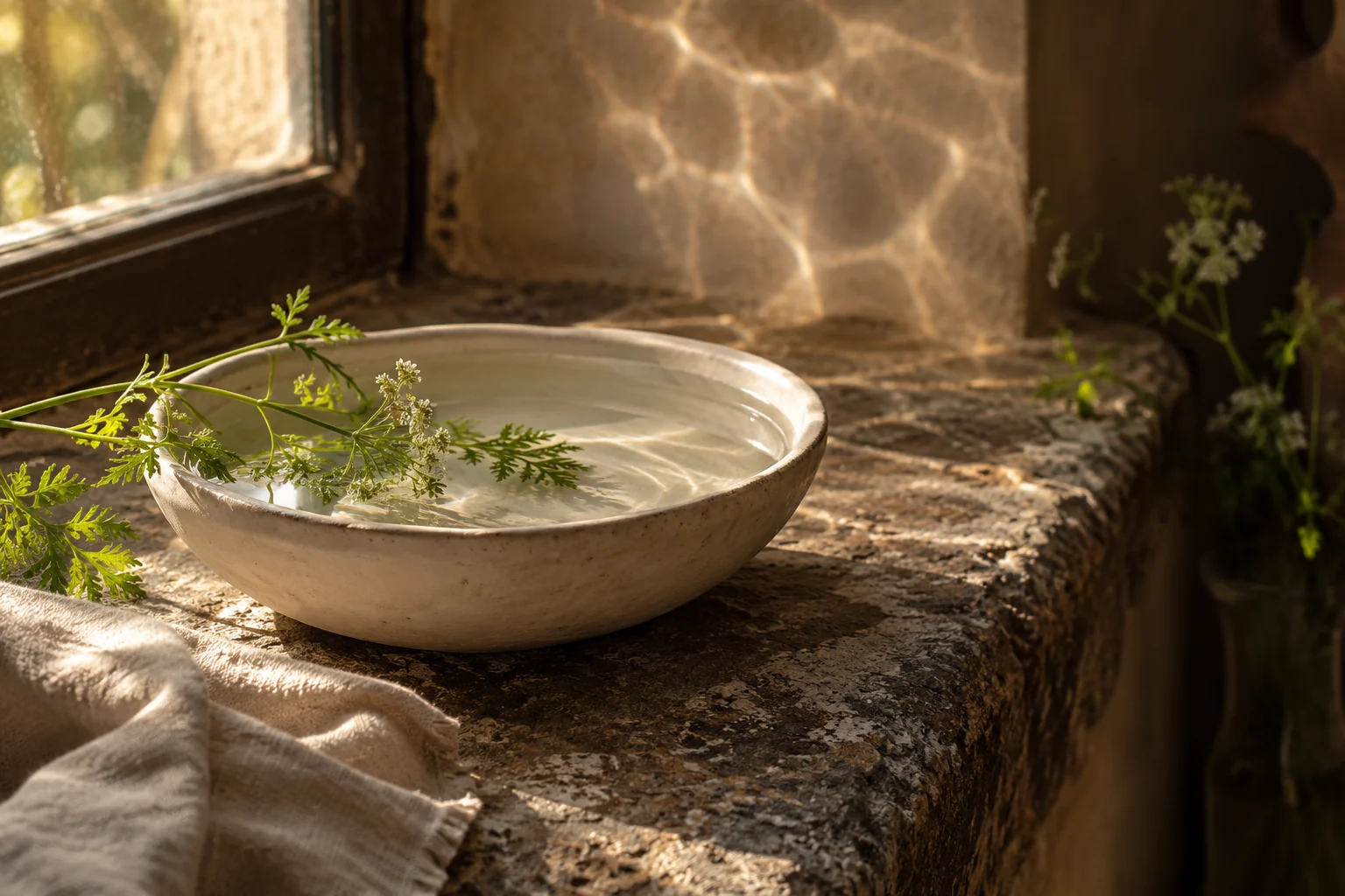Eau, plantes et lumière du matin